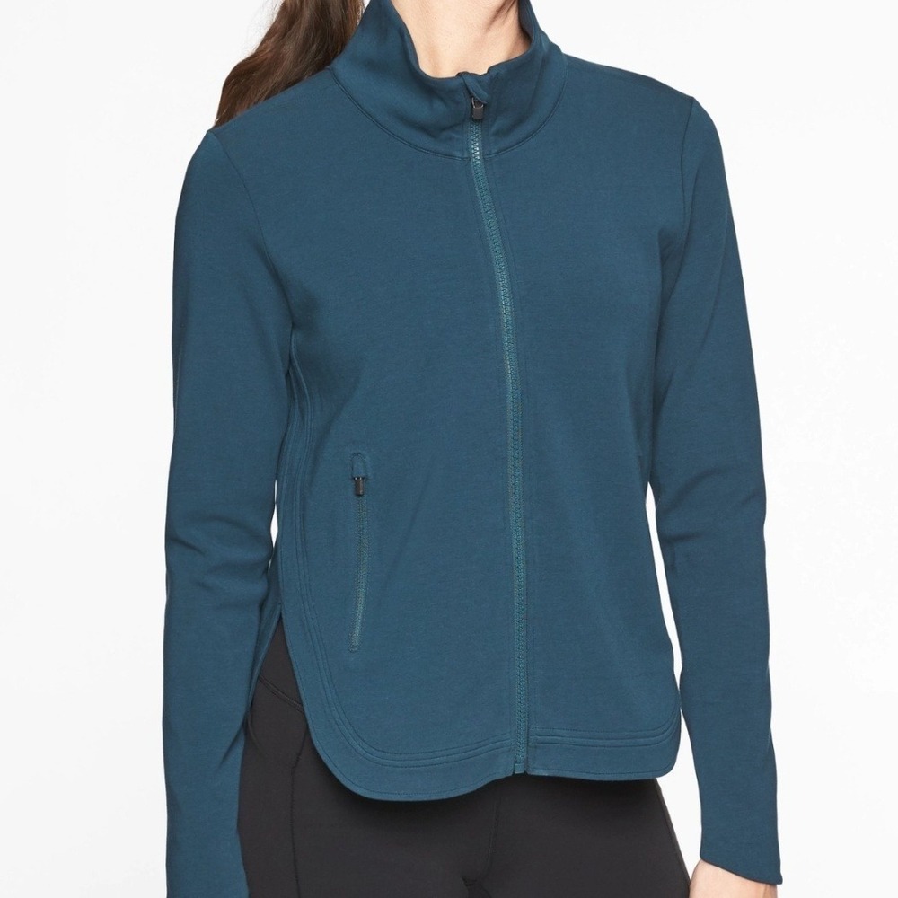 Athleta Interval Jacket Full Zip Up Sz M Constellation Blue Teal Lightweight
